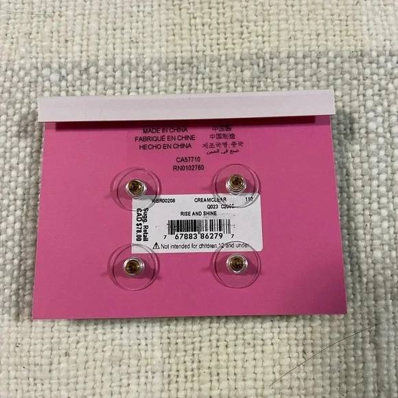 Kate Spade Earrings Studs Rise and Shine Cream Clear Set New Make an Offer - Picture 2 of 2